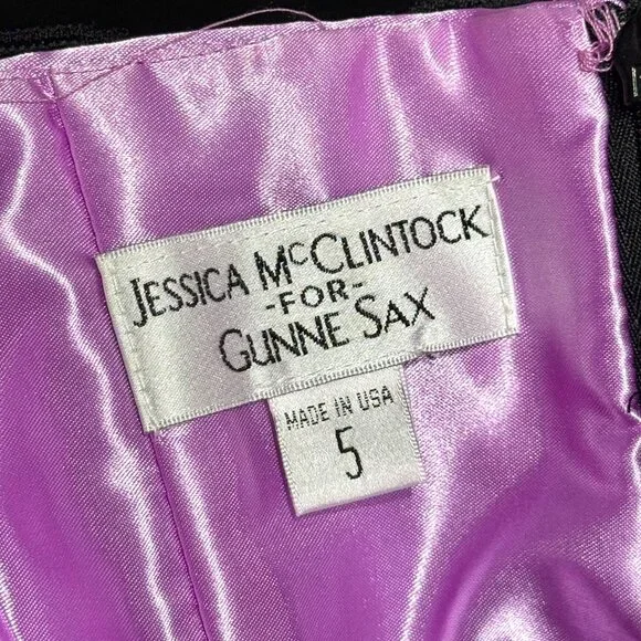 Vtg Y2K Gunne Sax Strapless Dress Bubble Hem Purple Bow Lace Prom Party Lavender - Picture 8 of 15